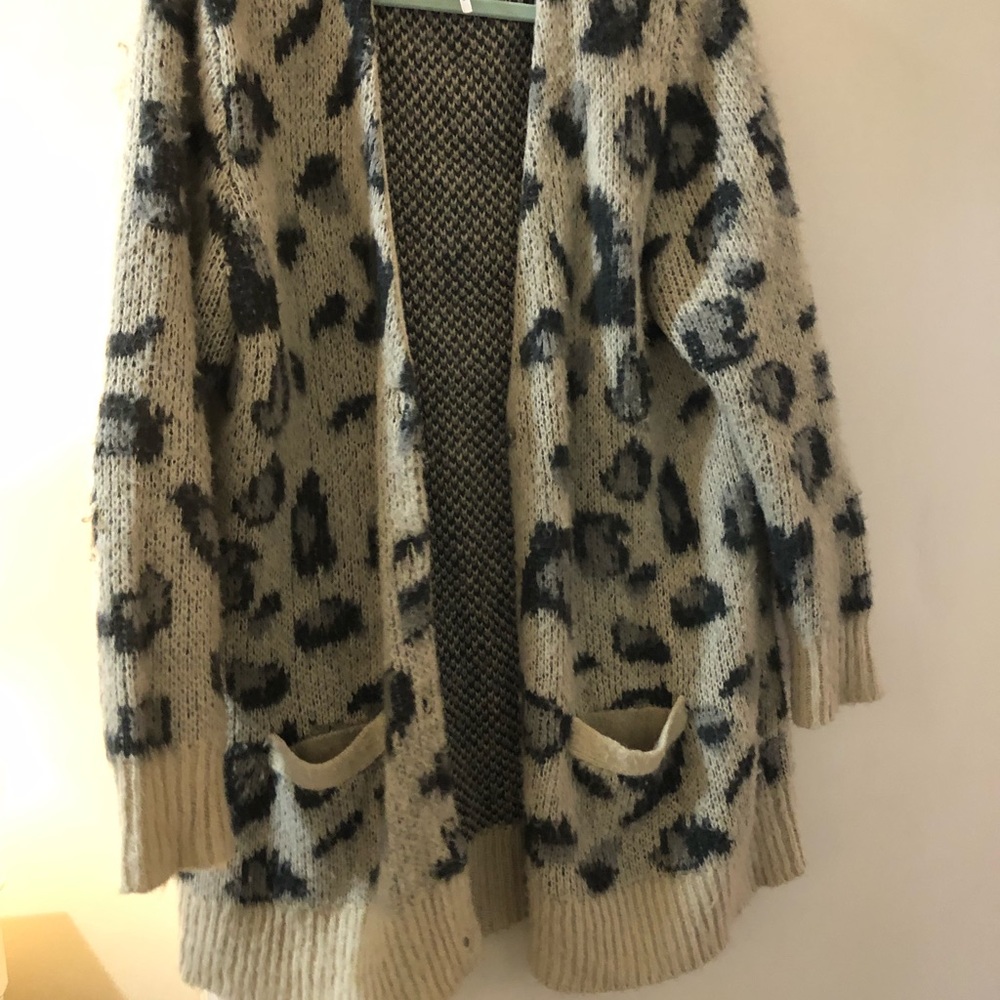 Free people animal print cardigan